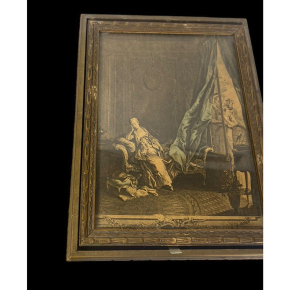 Antique Jewelry Art Box Hinged Artwork Lid Victorian Romantic Wooden Renaissance - Picture 10 of 15